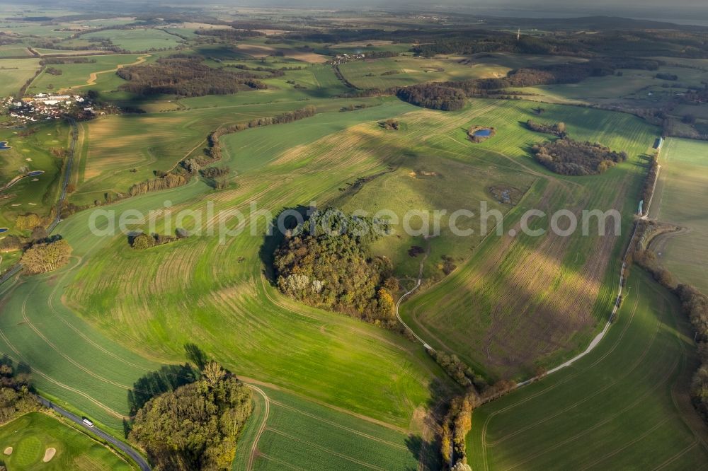 Teterow from above - Light and shadow on the field scenery of Teschow, a district of Teterow in the state Mecklenburg-Western Pomerania