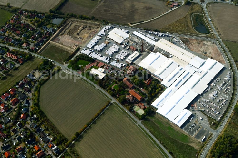 Bad Laer from above - Building and production halls on the premises of FELDHAUS KLINKER VERTRIEBS-GMBH on Nordring in Bad Laer in the state Lower Saxony, Germany