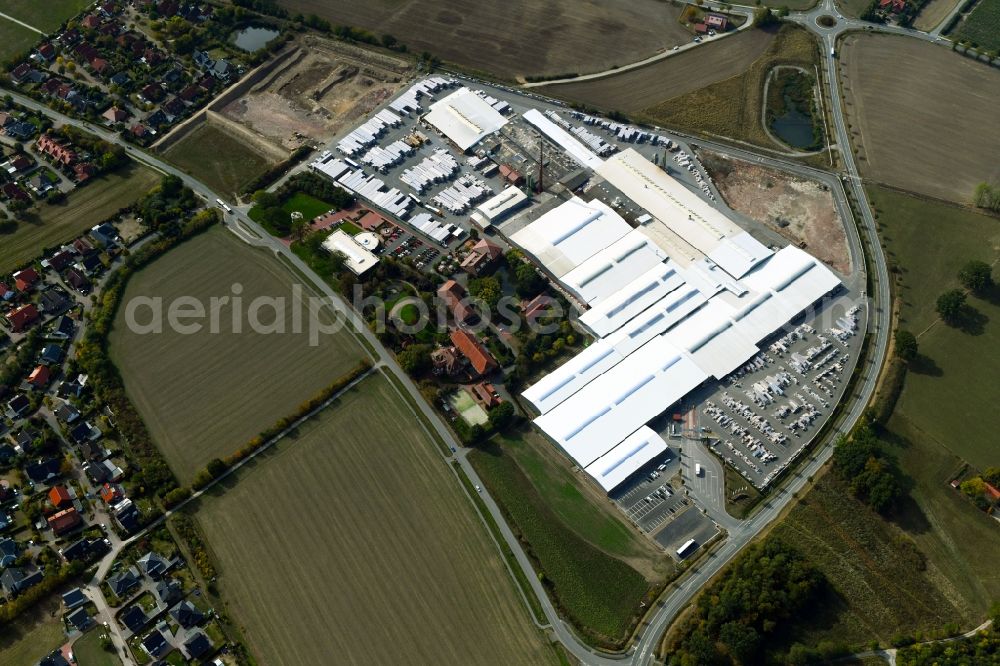 Bad Laer from the bird's eye view: Building and production halls on the premises of FELDHAUS KLINKER VERTRIEBS-GMBH on Nordring in Bad Laer in the state Lower Saxony, Germany