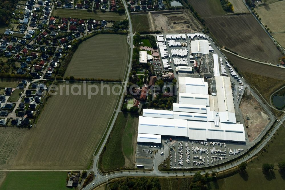 Aerial image Bad Laer - Building and production halls on the premises of FELDHAUS KLINKER VERTRIEBS-GMBH on Nordring in Bad Laer in the state Lower Saxony, Germany