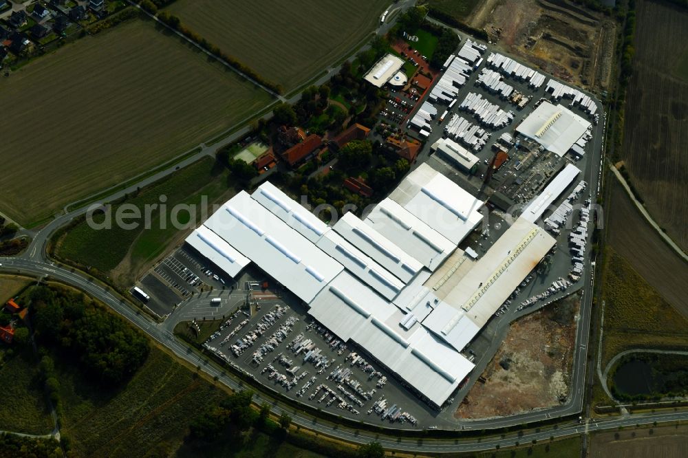 Bad Laer from above - Building and production halls on the premises of FELDHAUS KLINKER VERTRIEBS-GMBH on Nordring in Bad Laer in the state Lower Saxony, Germany