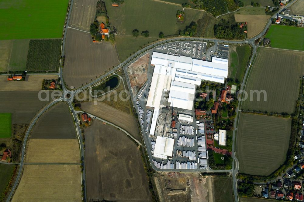 Bad Laer from the bird's eye view: Building and production halls on the premises of FELDHAUS KLINKER VERTRIEBS-GMBH on Nordring in Bad Laer in the state Lower Saxony, Germany