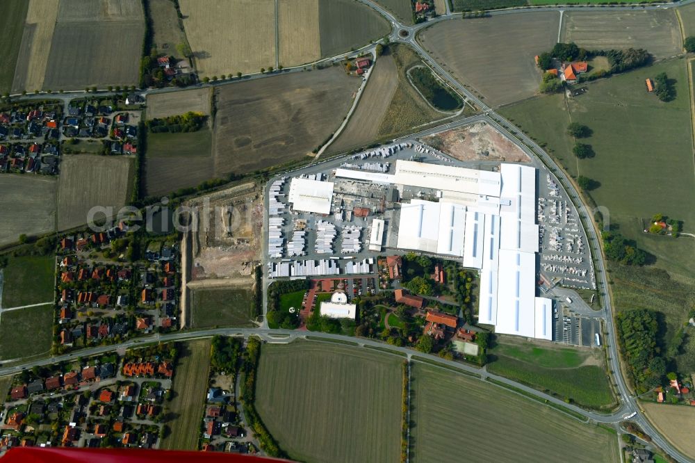 Bad Laer from above - Building and production halls on the premises of FELDHAUS KLINKER VERTRIEBS-GMBH on Nordring in Bad Laer in the state Lower Saxony, Germany