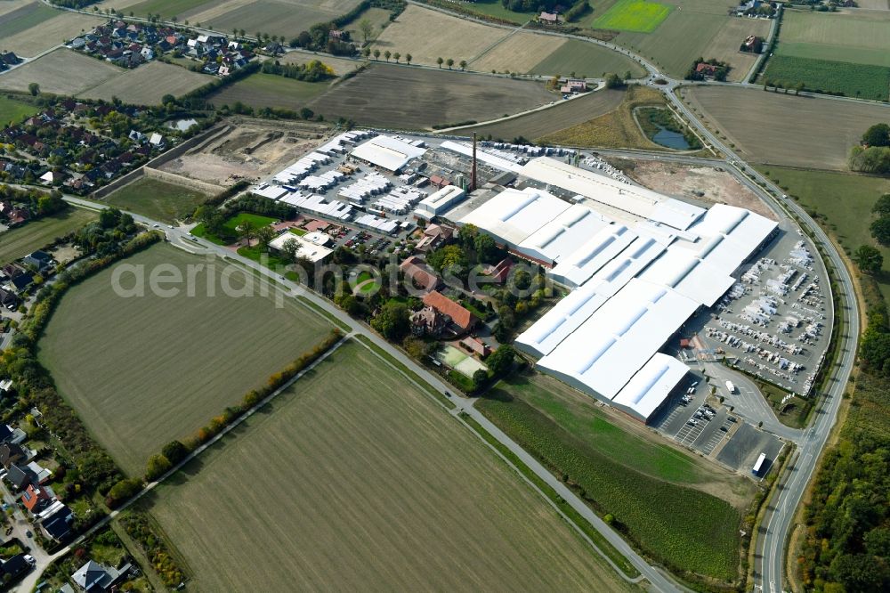 Aerial photograph Bad Laer - Building and production halls on the premises of FELDHAUS KLINKER VERTRIEBS-GMBH on Nordring in Bad Laer in the state Lower Saxony, Germany