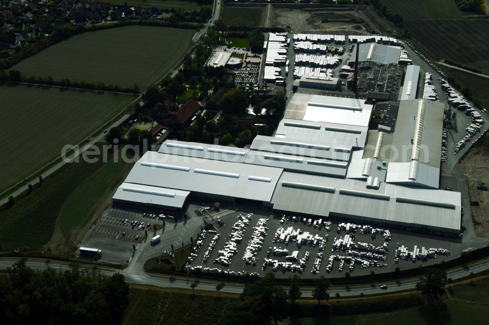 Aerial image Bad Laer - Building and production halls on the premises of FELDHAUS KLINKER VERTRIEBS-GMBH on Nordring in Bad Laer in the state Lower Saxony, Germany