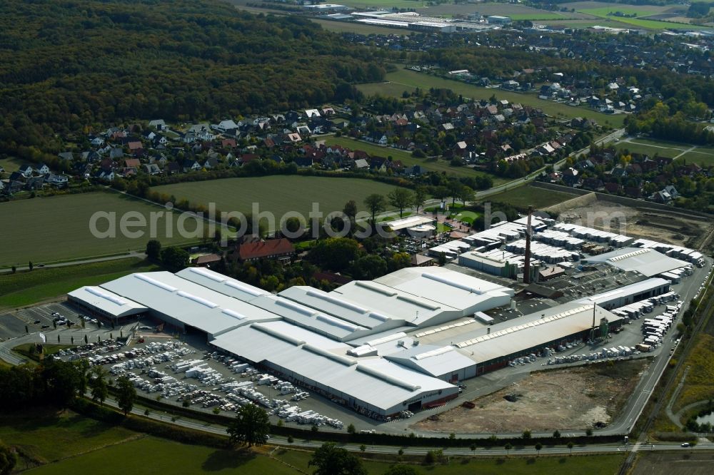 Aerial photograph Bad Laer - Building and production halls on the premises of FELDHAUS KLINKER VERTRIEBS-GMBH on Nordring in Bad Laer in the state Lower Saxony, Germany