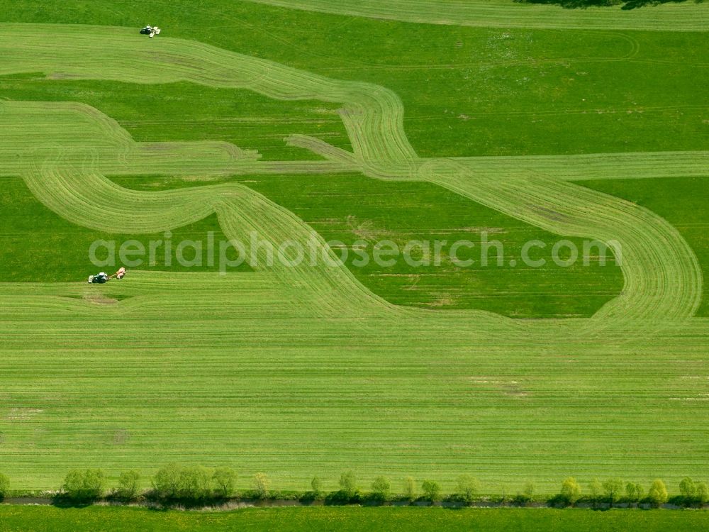 Bad Salzungen from above - View of field structures near Bad Salzungen in the state Thuringia