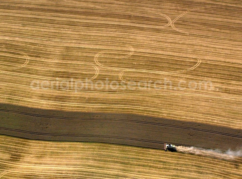 Aerial photograph Mühlhausen - View of field structures near Muehlhausen in the state Thuringia