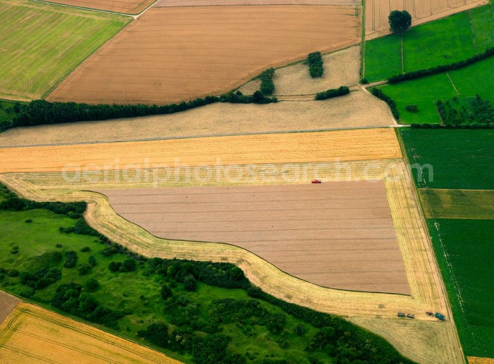 Nideggen from above - View of field structures near Nideggen in the state North Rhine-Westphalia