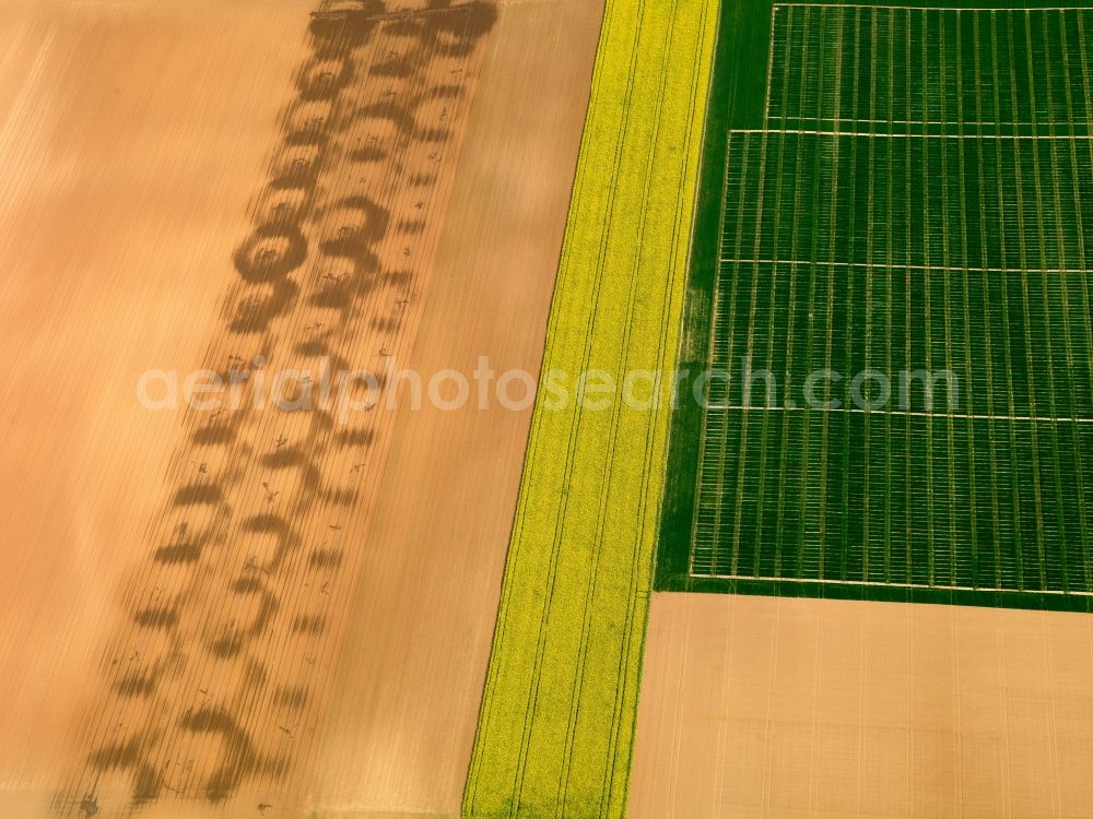 Aerial image Bergtheim OT Opferbaum - View of field structures near Opferbaum in Bergtheim in the state Bavaria