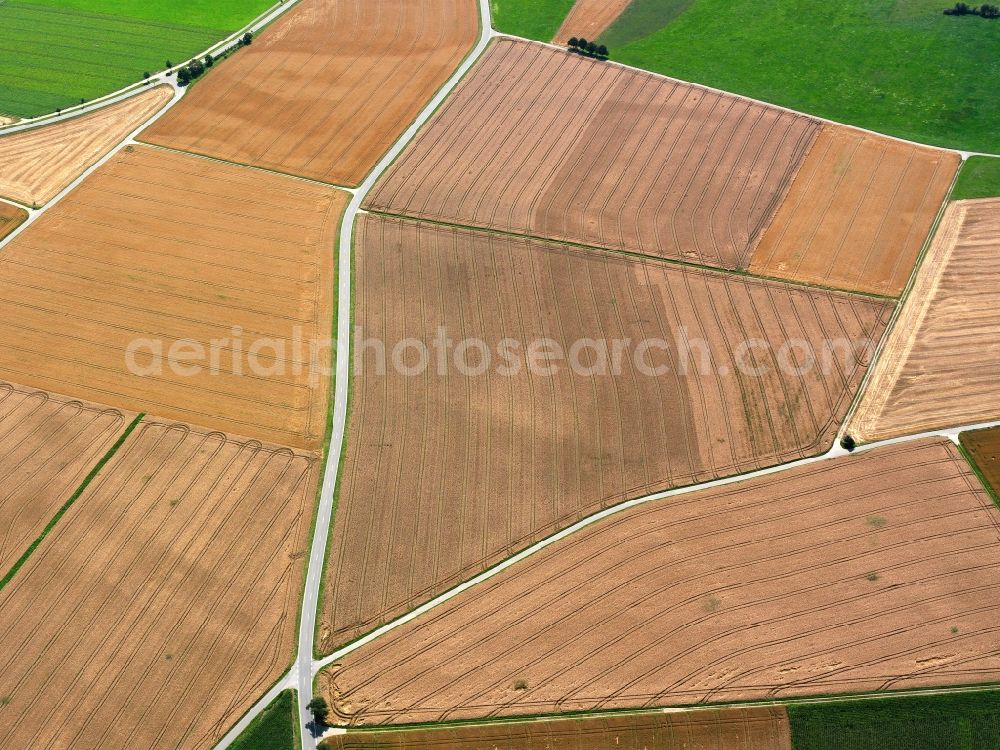 Aerial image Sigmaringen - View of field structures near Sigmaringen in the state Baden-Wuerttemberg