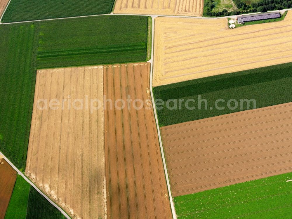 Aerial photograph Sigmaringen - View of field structures near Sigmaringen in the state Baden-Wuerttemberg