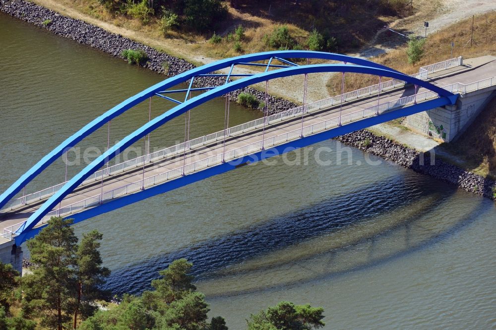 Detershagen from above - Schartau Detershagen bridge over the Elbe-Havel-Canel in the state Saxony-Anhalt