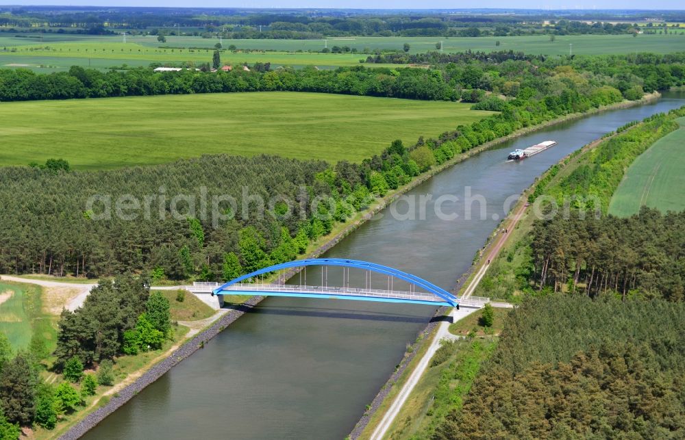 Aerial image Detershagen - Schartau Detershagen bridge over the Elbe-Havel-Canel in the state Saxony-Anhalt