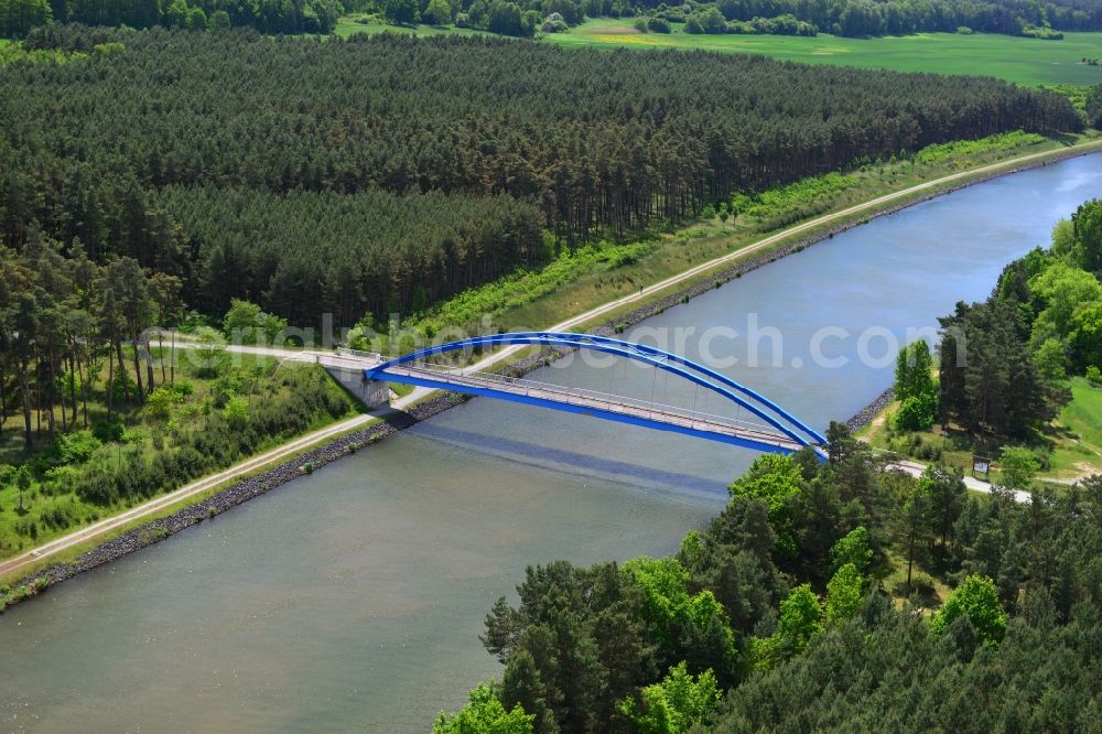 Detershagen from above - Schartau Detershagen bridge over the Elbe-Havel-Canel in the state Saxony-Anhalt