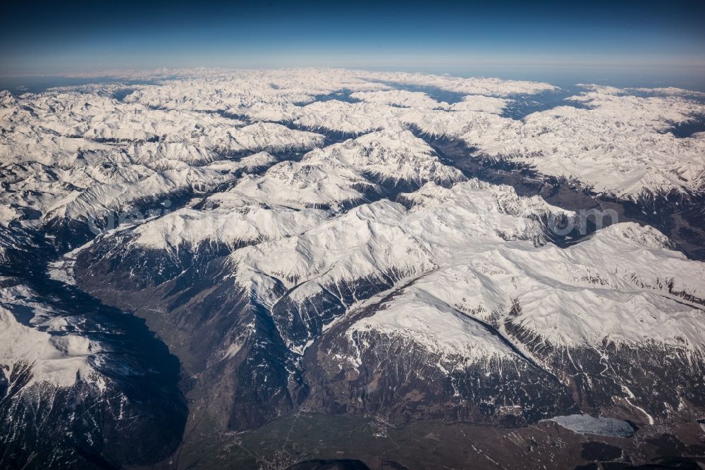 Aerial image Lugano - Rock and mountain landscape Alpen in in Lombardei, Italy