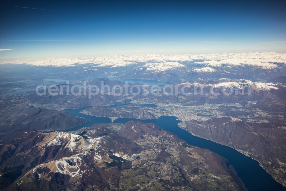 Lugano from the bird's eye view: Rock and mountain landscape Alpen in Lugano in the canton Ticino, Switzerland