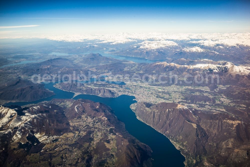 Aerial photograph Lugano - Rock and mountain landscape Alpen in Lugano in the canton Ticino, Switzerland