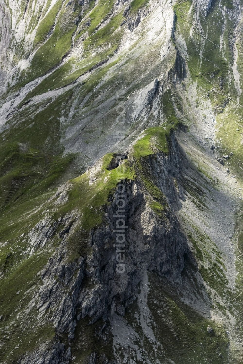 Tarrenz from the bird's eye view: Rock and mountain landscape the Alps in Tarrenz in Tirol, Austria