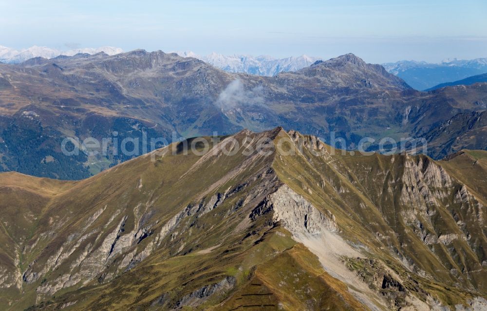 Aerial photograph Vals - Rock and mountain landscape in the alps near in Vals in Oesterreich