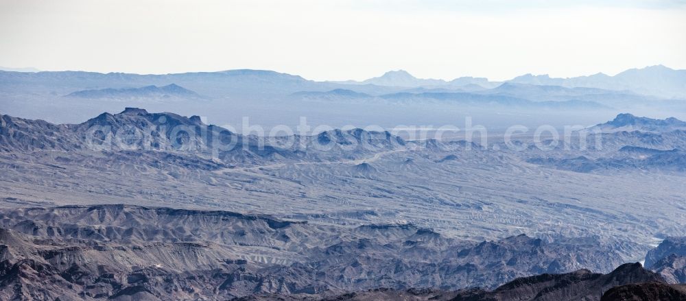 Boulder City from the bird's eye view: Rock and mountain landscape in Boulder City in Nevada, United States of America