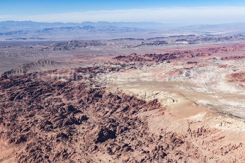 Moapa Valley from the bird's eye view: Rock and mountain landscape of Fire Canyon in Moapa Valley in Nevada, United States of America