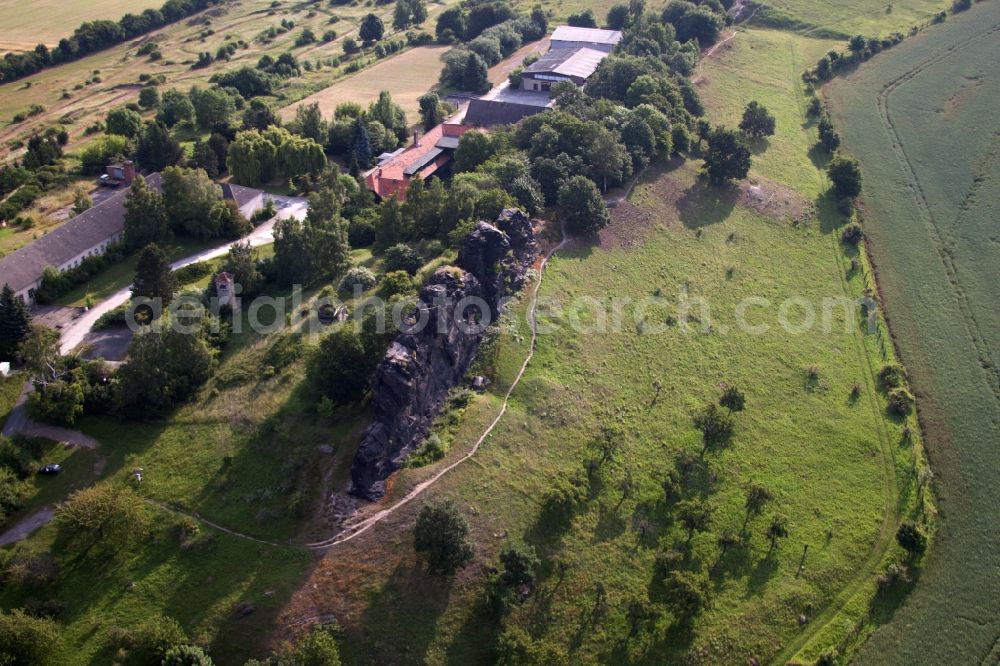 Ballenstedt from above - Rock and mountain landscape Gegensteine der Teufelsmauer bei Ballenstedt in the district Rieder in Ballenstedt in the state Saxony-Anhalt