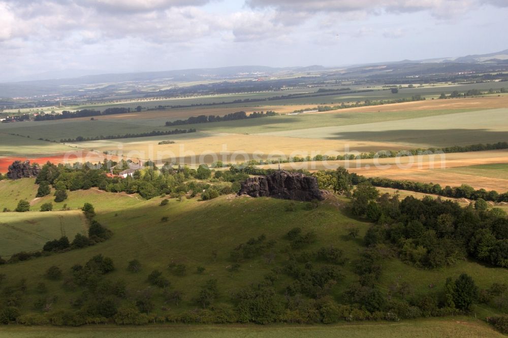 Aerial image Ballenstedt - Rock and mountain landscape Gegensteine der Teufelsmauer bei Ballenstedt in the district Rieder in Ballenstedt in the state Saxony-Anhalt