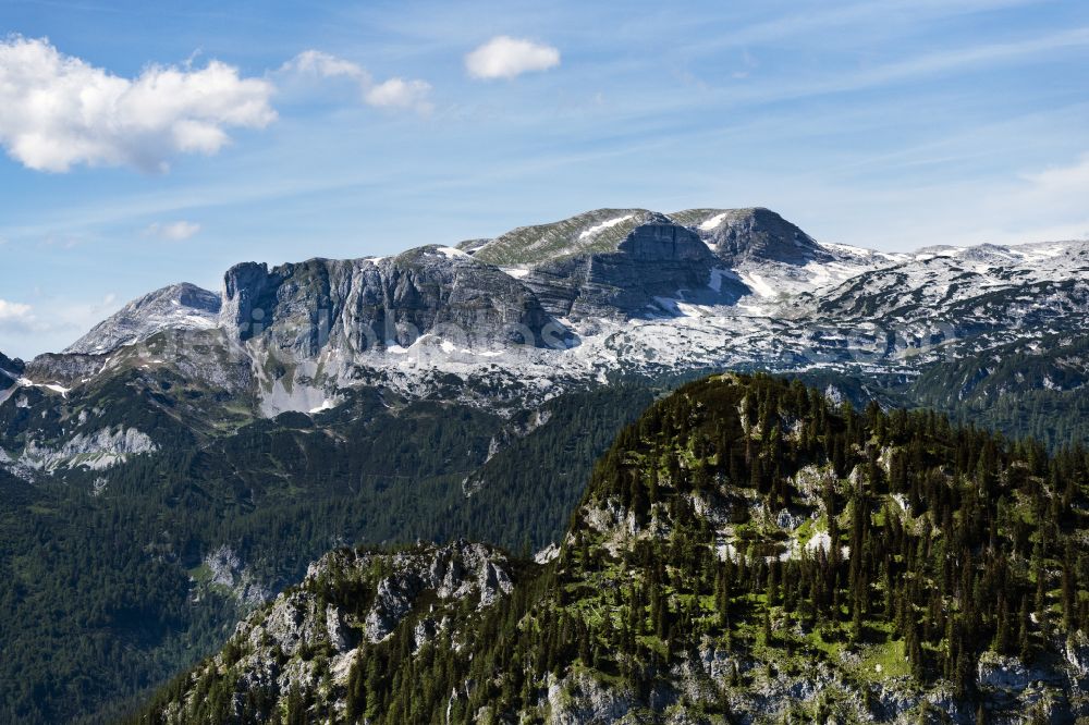 Aerial image Tauplitz - Rock and mountain landscape Grimming in Tauplitz in Steiermark, Austria