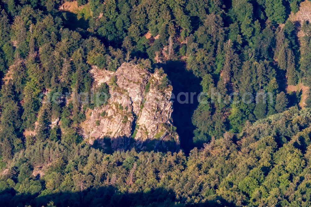 Aerial image Buchenbach - Rock and mountain landscape Hirschsprung on B31 in Buchenbach in the state Baden-Wurttemberg, Germany