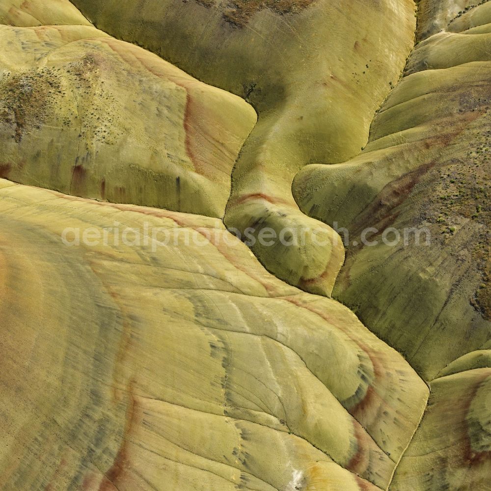 Aerial photograph Dayville - Rock and mountain landscape des John Day National Monument in Dayville in Oregon, United States of America