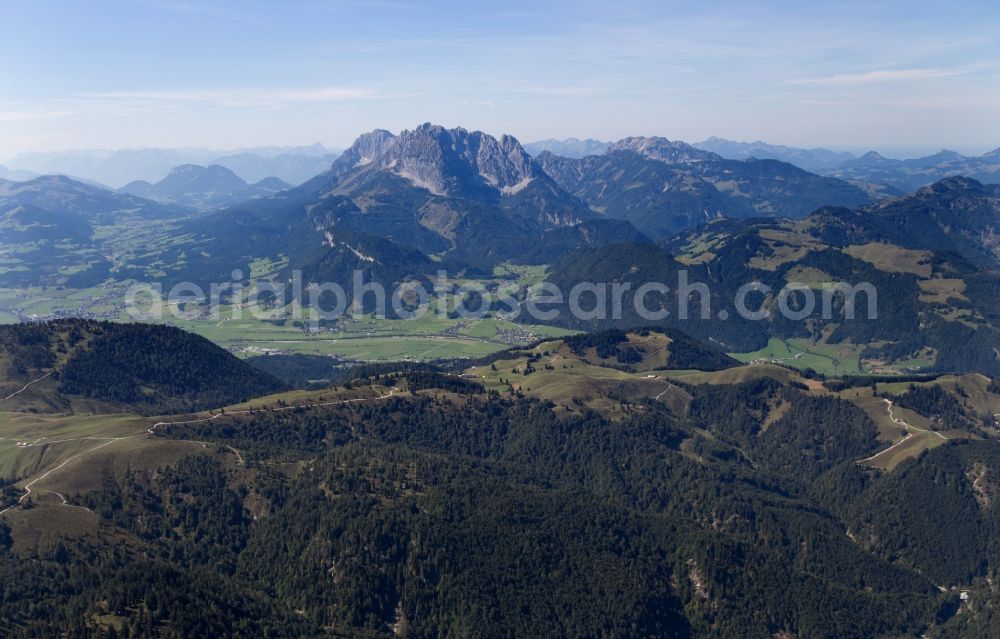 Sankt Johann in Tirol from the bird's eye view: Rock and mountain landscape of the Kaisergebirge in Sankt Johann in Tirol in Austria