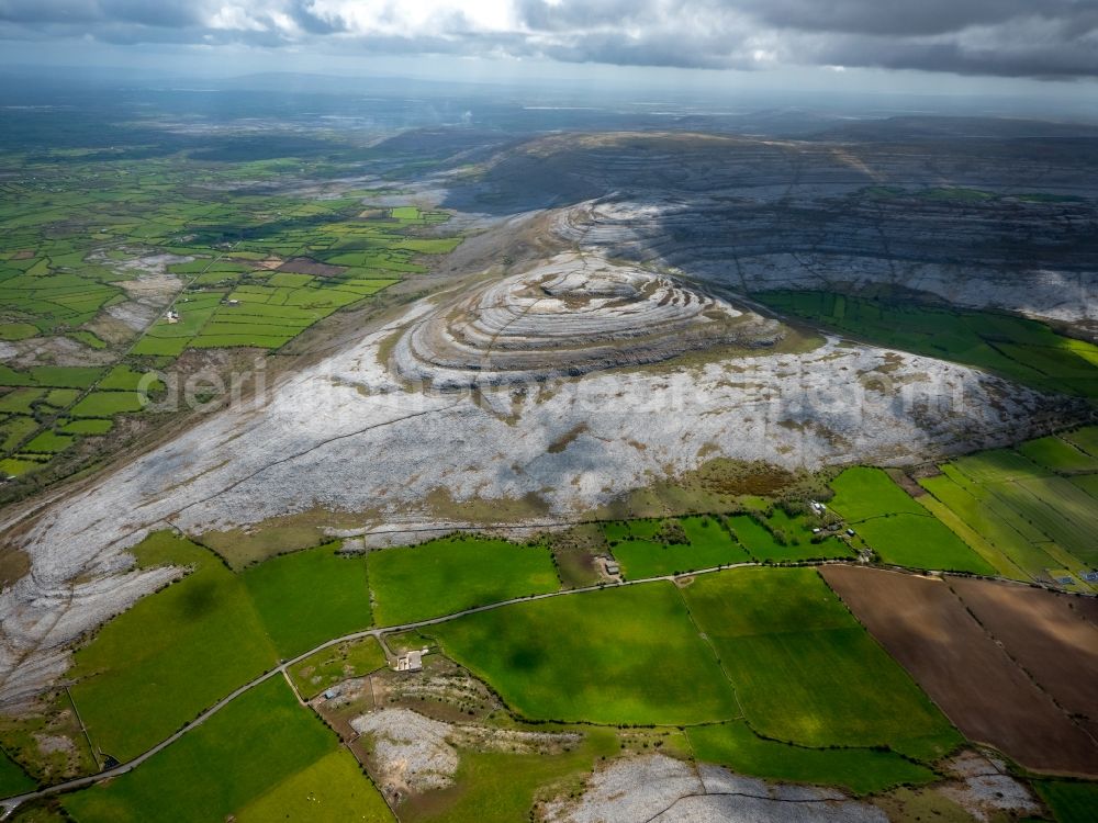 Mullaghmore Burren County from above - Rock and mountain landscape in Mullaghmore Burren County in Clare, Ireland