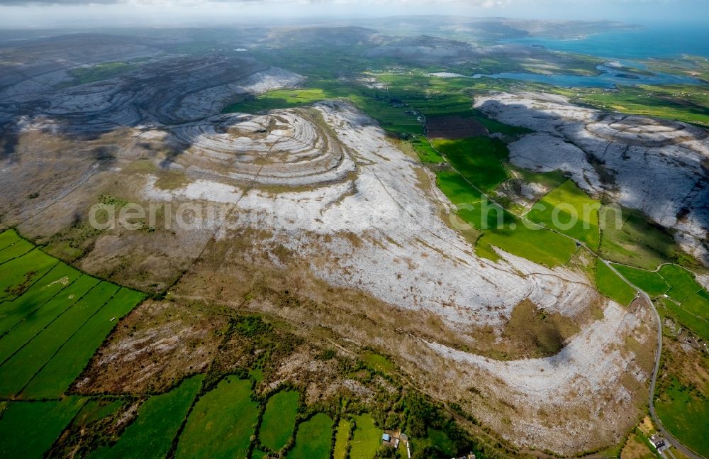 Aerial photograph Mullaghmore Burren County - Rock and mountain landscape in Mullaghmore Burren County in Clare, Ireland