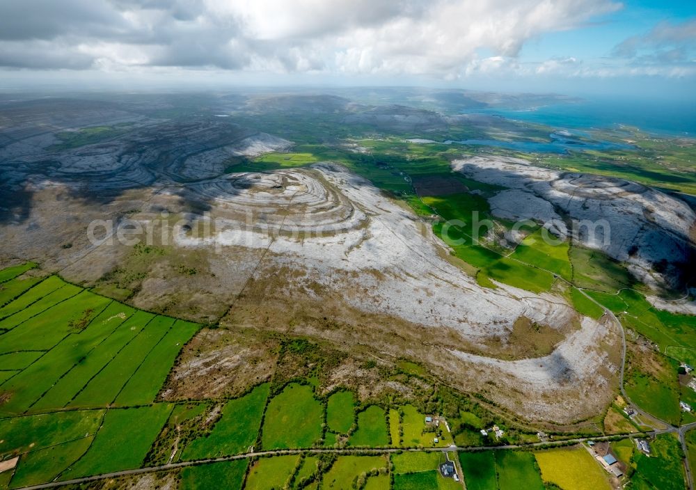 Mullaghmore Burren County from the bird's eye view: Rock and mountain landscape in Mullaghmore Burren County in Clare, Ireland