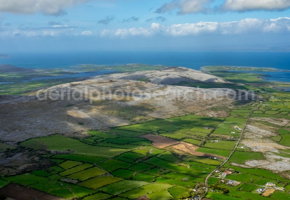 Aerial image Mullaghmore Burren County - Rock and mountain landscape in Mullaghmore Burren County in Clare, Ireland