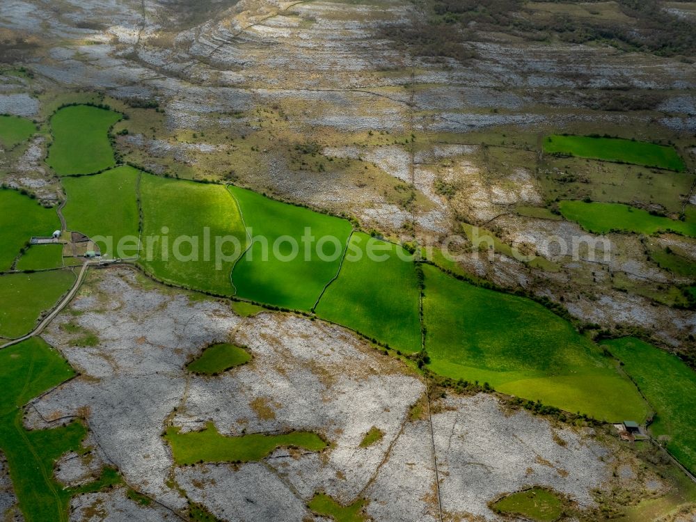 Aerial photograph Mullaghmore Burren County - Rock and mountain landscape in Mullaghmore Burren County in Clare, Ireland