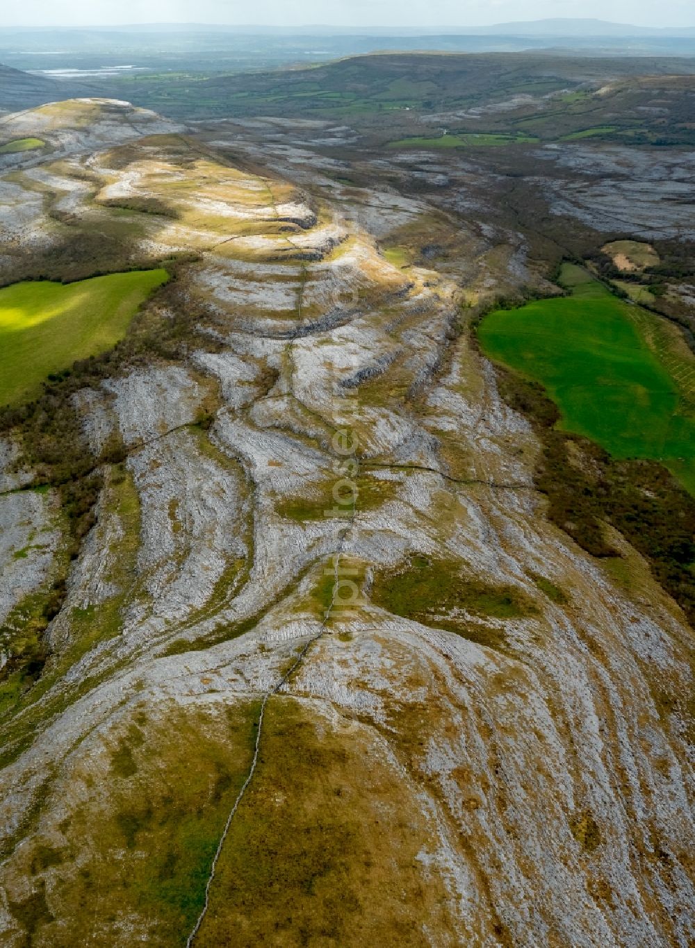 Mullaghmore Burren County from above - Rock and mountain landscape in Mullaghmore Burren County in Clare, Ireland