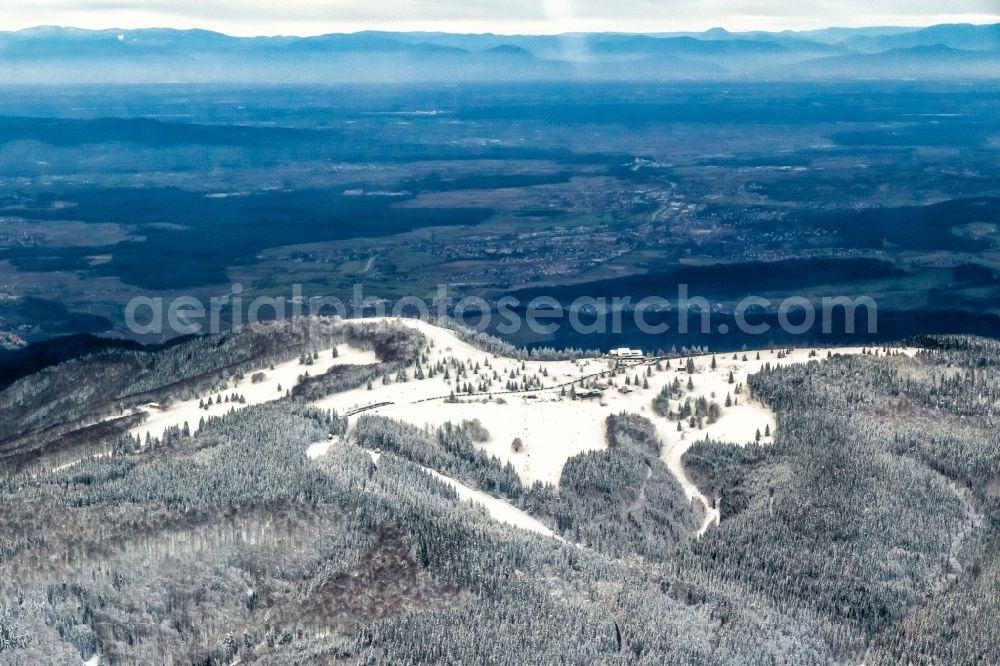 Waldkirch from the bird's eye view: Rock and mountain landscape of Kandel in Waldkirch in the state Baden-Wurttemberg, Germany