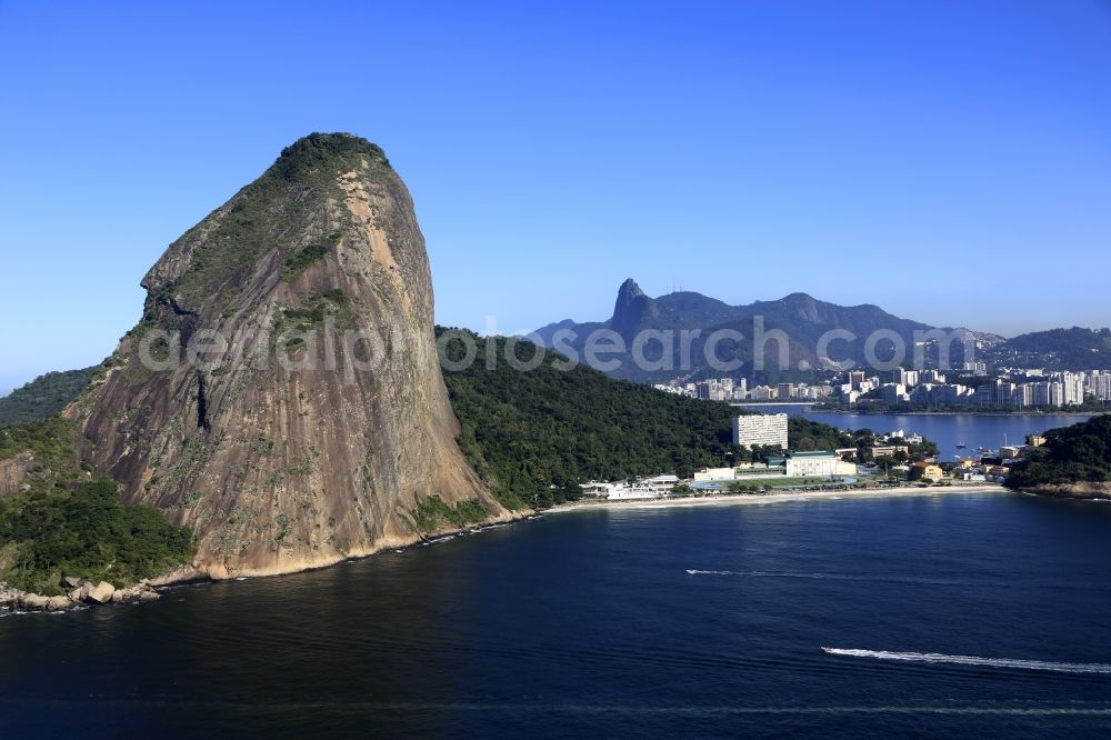 Rio de Janeiro from above - Rock and mountain landscape Monumento Natural Dos Morros Do Pao De AcA?car e Da Urca in Rio de Janeiro in Brazil