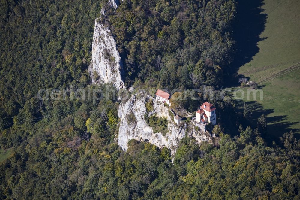 Aerial image Buchheim - Rock and mountain landscape on nature park Obere Donau in Buchheim in the state Baden-Wurttemberg, Germany