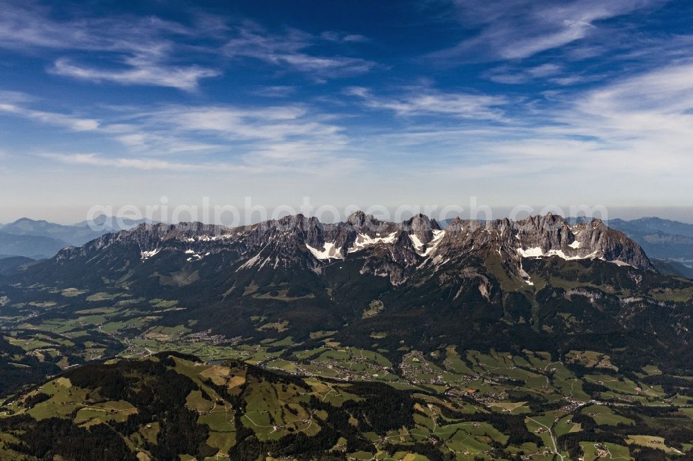 Aerial photograph Ellmau - Rock and mountain landscape Wilden Kaiser in Ellmau in Tirol, Austria