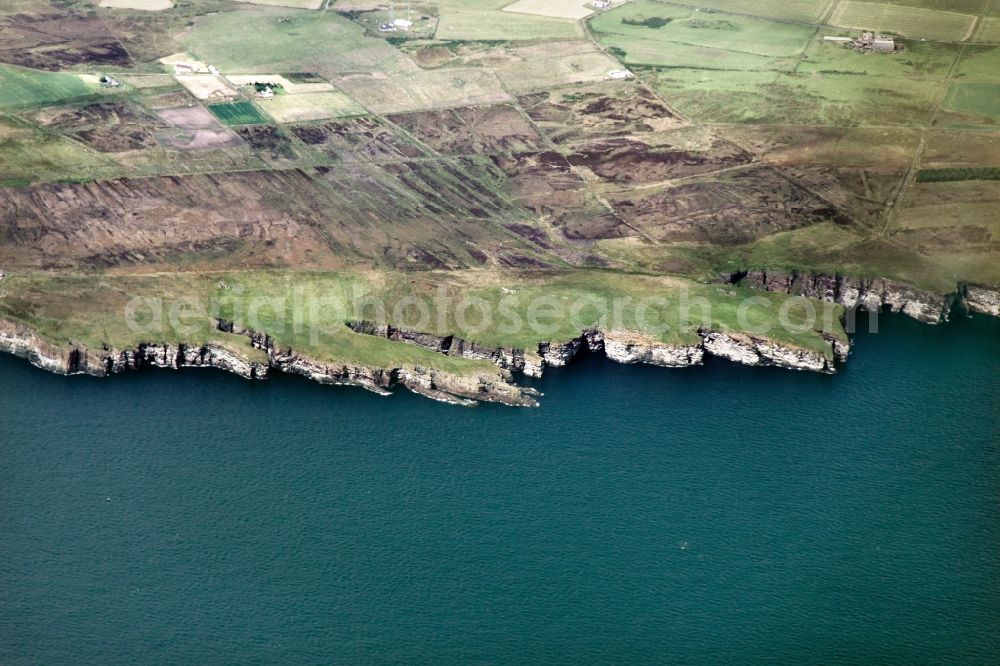 Wick from the bird's eye view: Cliffs and coastline in the north of Scotland at Wick in the North Sea