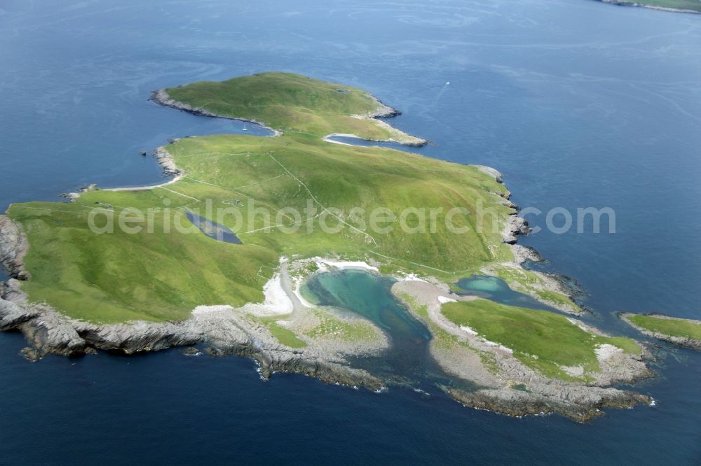 Lerwick from above - Mainland cliffs and coastline of Shetland Islands of Scotland in the North Sea near Lerwick