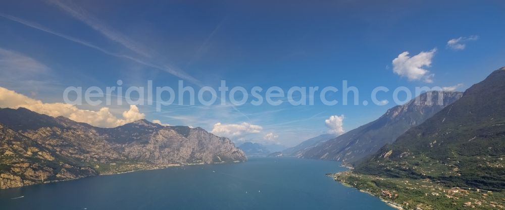 Aerial photograph Malcesine - Rock Coastline on the cliffs at the Lake Garda in Malcesine, Italy