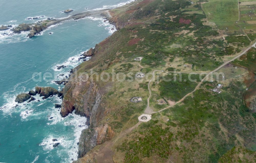 Aerial image Aldernay - Rock Coastline on the cliffs in Alderney, Guernsey