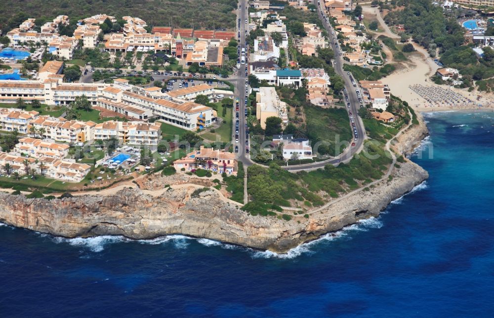 Cala Magrana from the bird's eye view: Rock Coastline on the cliffs at Porto Christo in Mallorca Cala Magrana in Balearic Islands, Spain