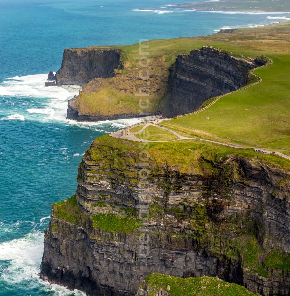 Aerial photograph Moher - Rock Coastline on the cliffs Klippen von Moher in Moher in Clare, Ireland