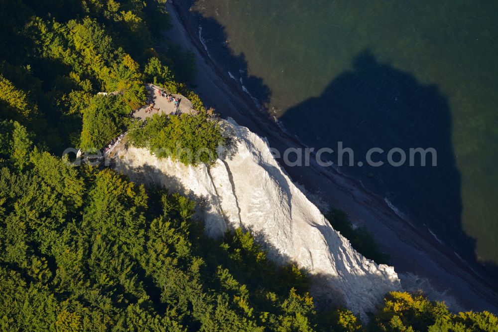 Lohme from above - Rock Coastline on the cliffs - Kreidefelsen Koenigstuhl - in Lohme in the state Mecklenburg - Western Pomerania, Germany