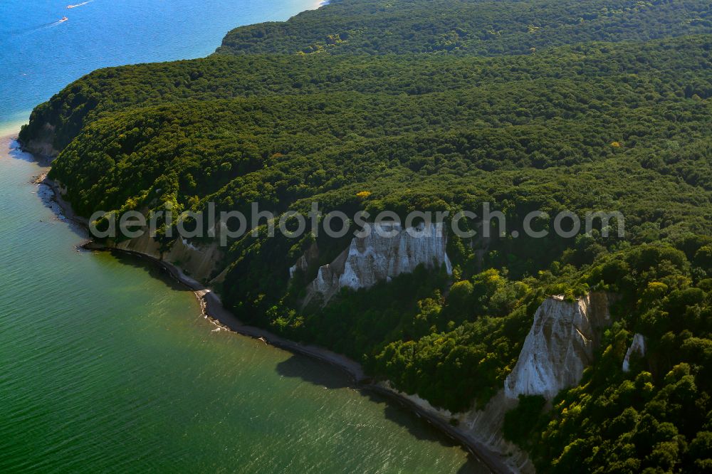 Lohme from above - Rock Coastline on the cliffs - Kreidefelsen Koenigstuhl - in Lohme in the state Mecklenburg - Western Pomerania, Germany